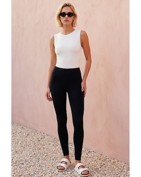 Roman Stretch Elastic Waist Leggings