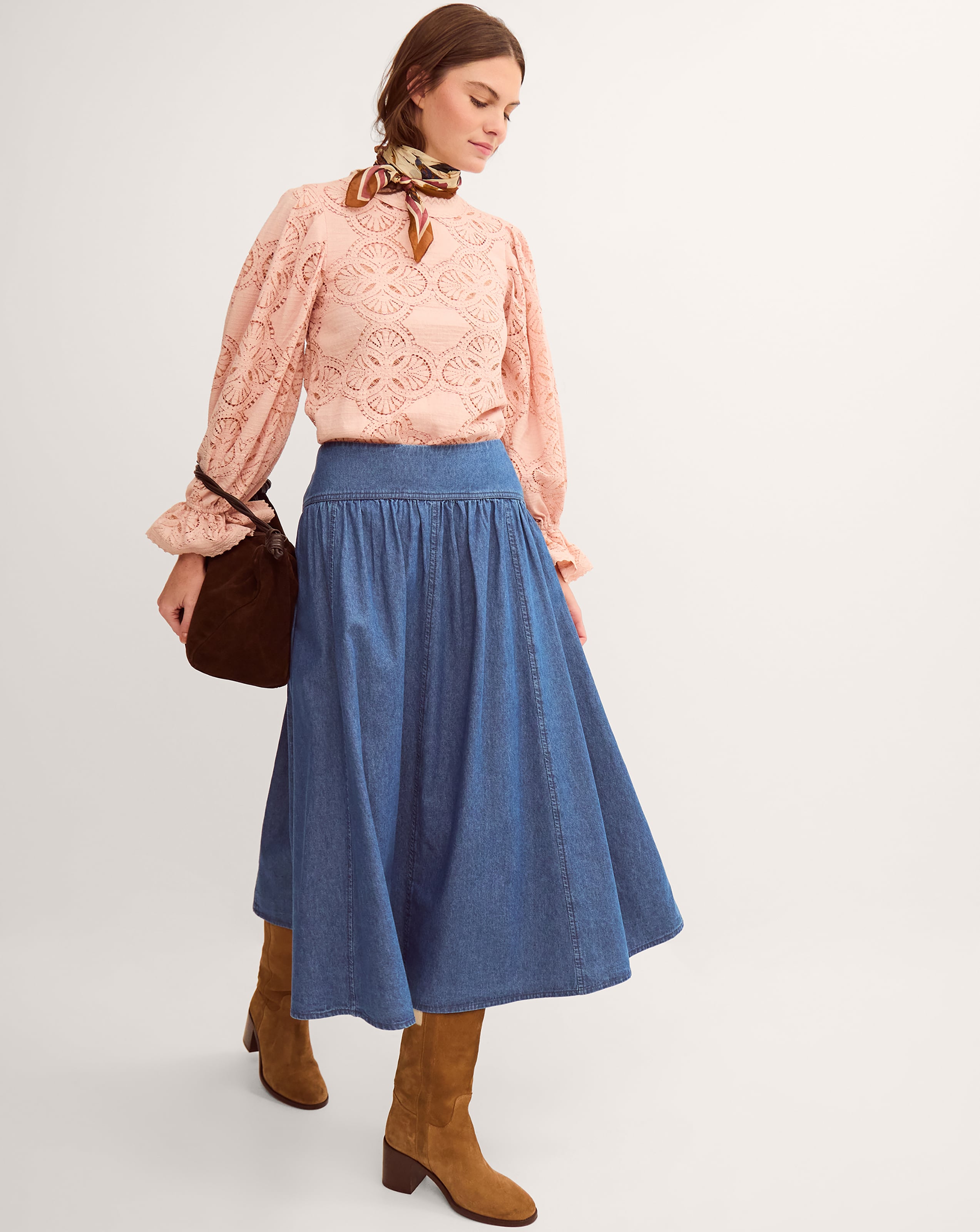 Monsoon Paloma Denim Midi Skirt