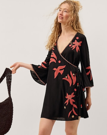 Monsoon Zora Embroidered Mini Wrap Dress