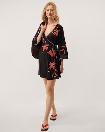 Monsoon Zora Embroidered Mini Wrap Dress