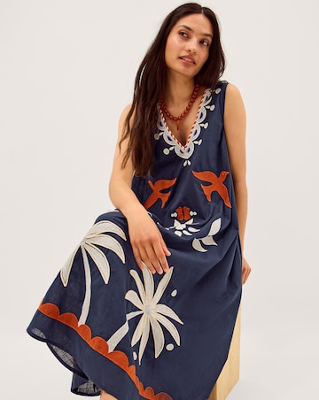 Monsoon Eloise Embroidered Midi Dress