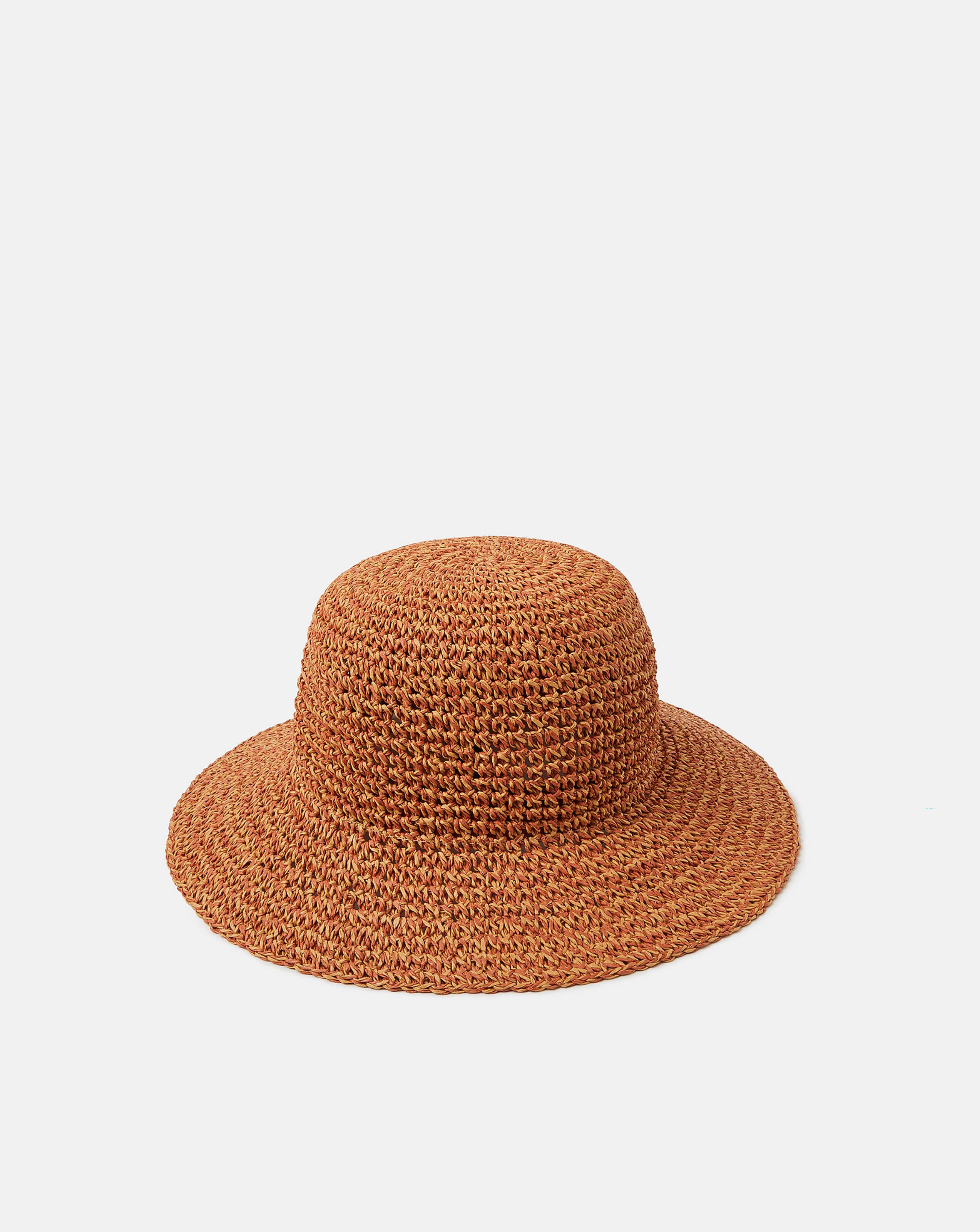 Accessorize Crochet Straw Bucket Hat