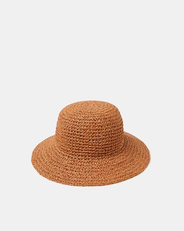 Accessorize Crochet Straw Bucket Hat