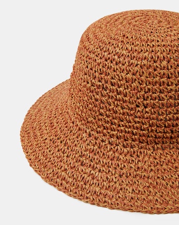 Accessorize Crochet Straw Bucket Hat