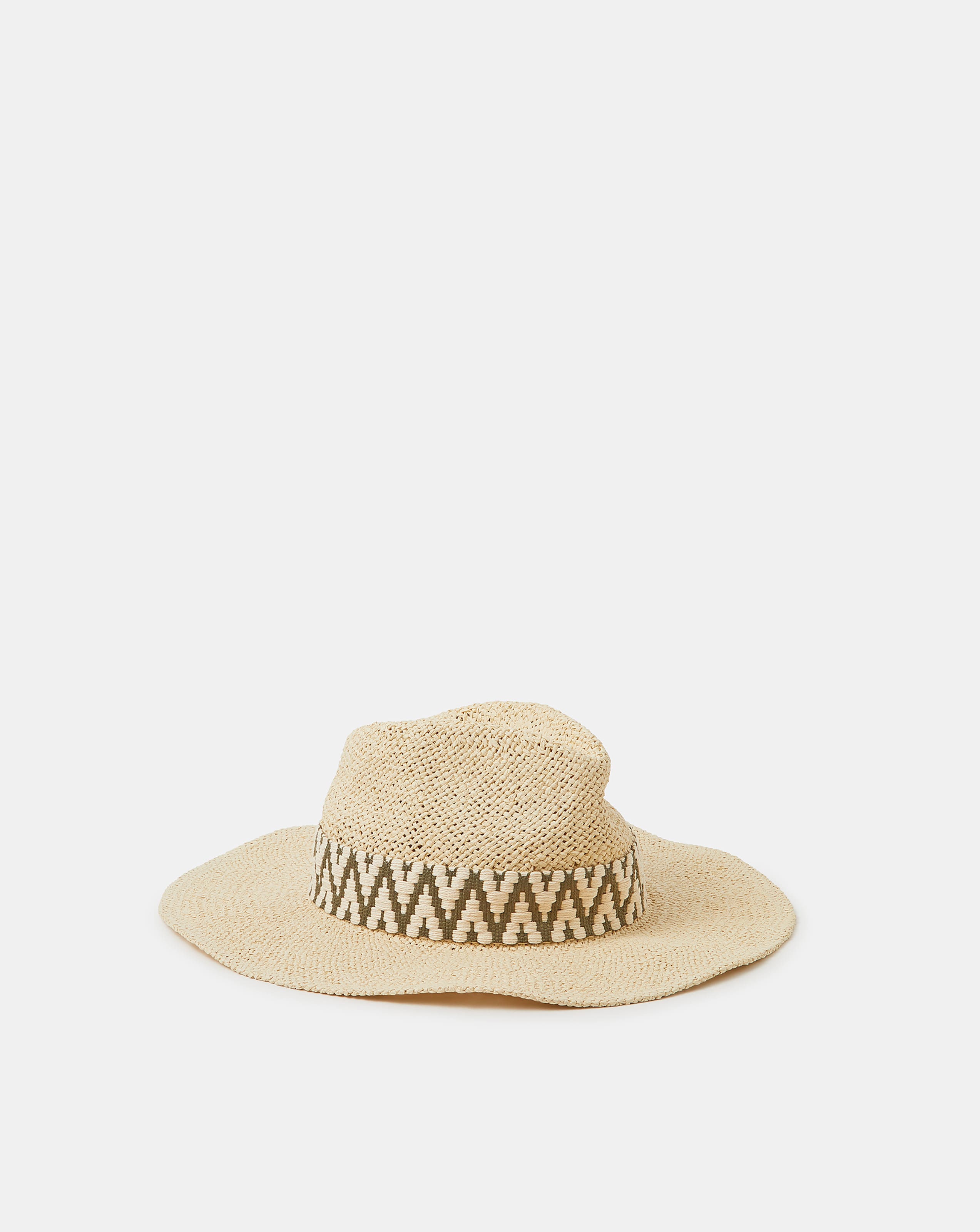 Accessorize Chevron Straw Fedora Hat