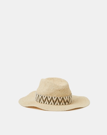 Accessorize Chevron Straw Fedora Hat