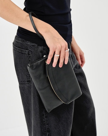 Accessorize Curved Leather Wristlet Bag