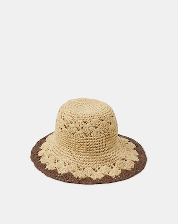 Accessorize Crochet Straw Bucket Hat