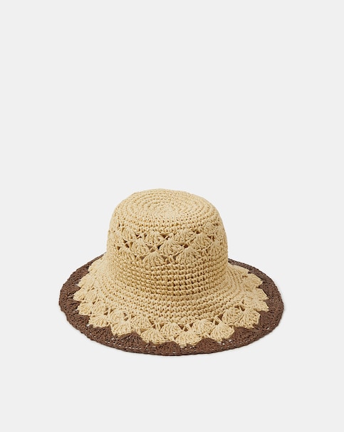 Accessorize  Crochet Straw Bucket Hat