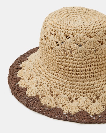 Accessorize Crochet Straw Bucket Hat