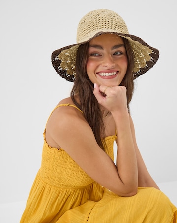 Accessorize Crochet Straw Bucket Hat