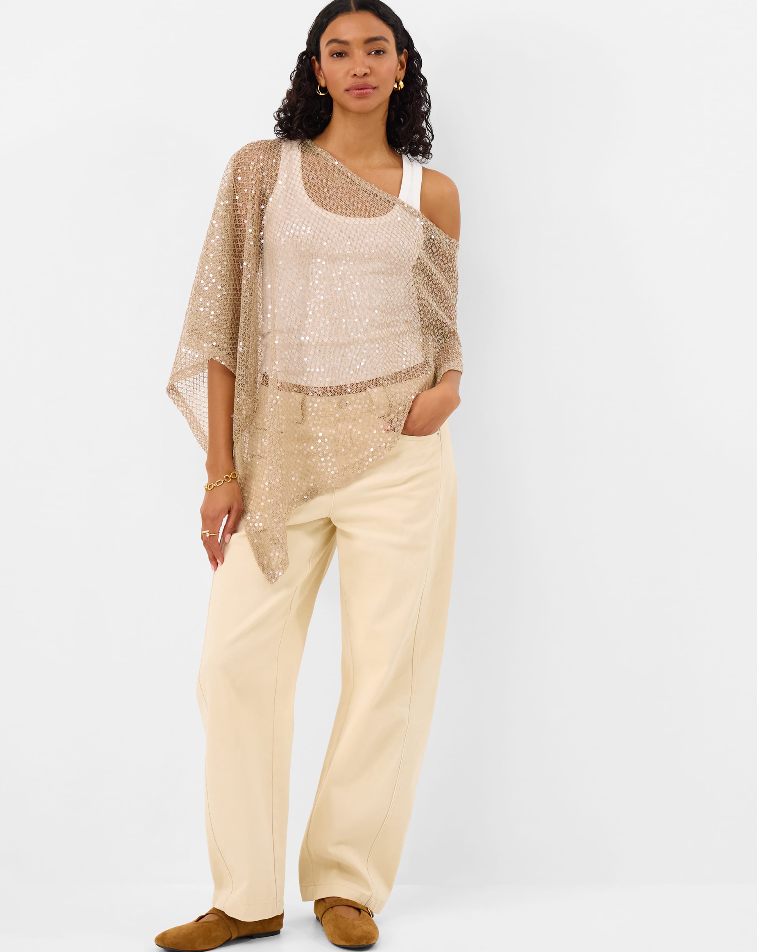 Accessorize Sheer Sequin Poncho