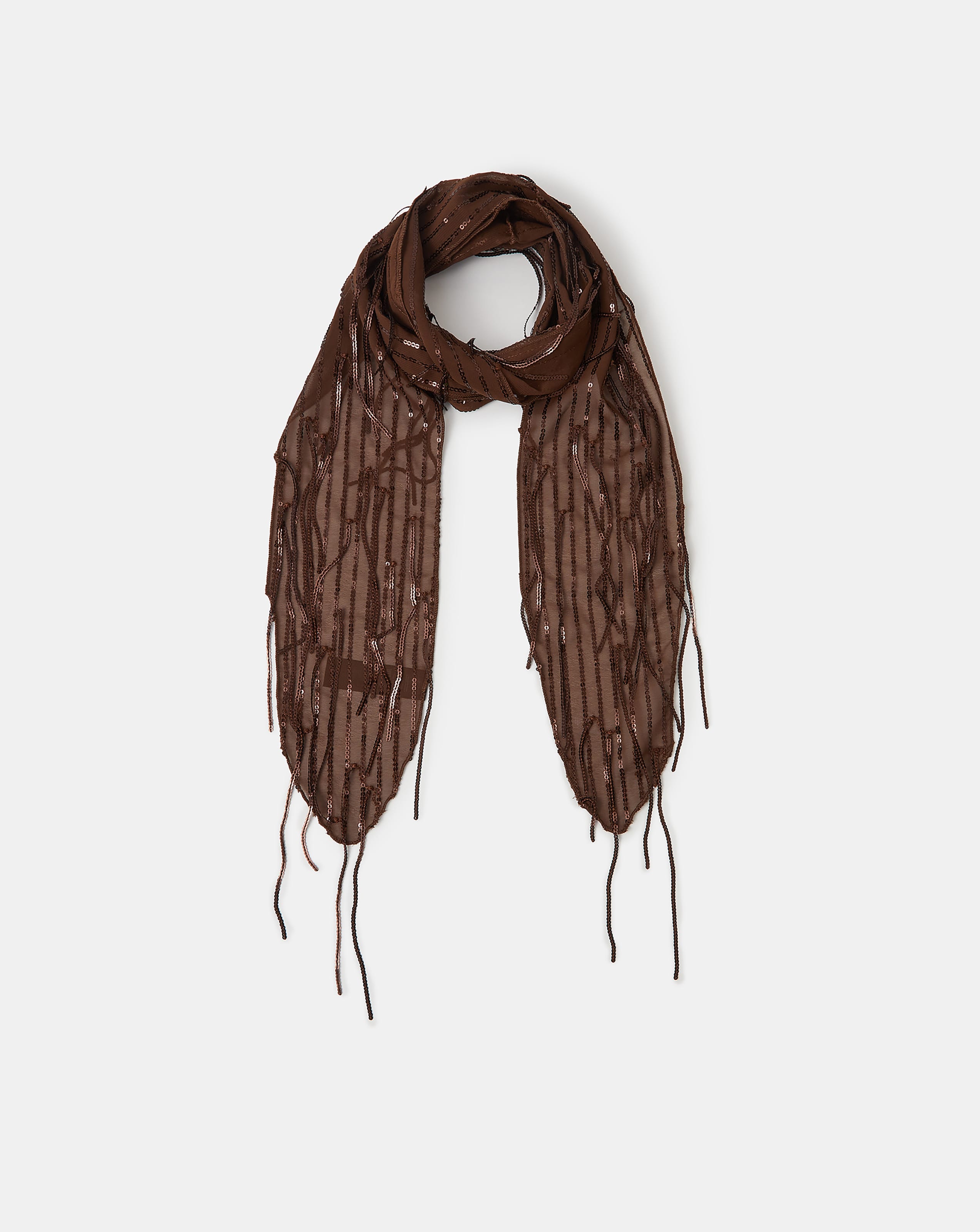 Accessorize Sequin Tassel Skinny Scarf