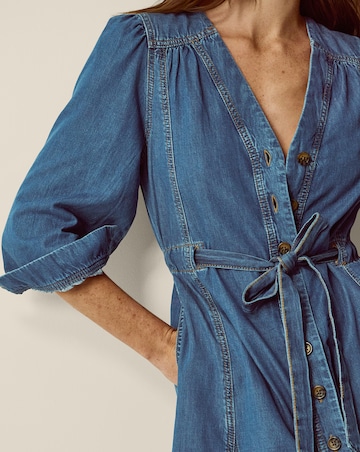 Monsoon Alison V-Neck Denim Midi Dress