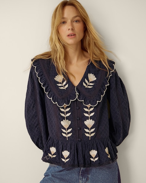 Monsoon Talia Tulip Scallop Collar Top