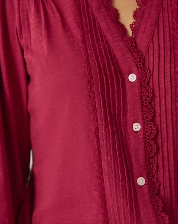 Monsoon Jenny Pintuck Lace Jersey Blouse