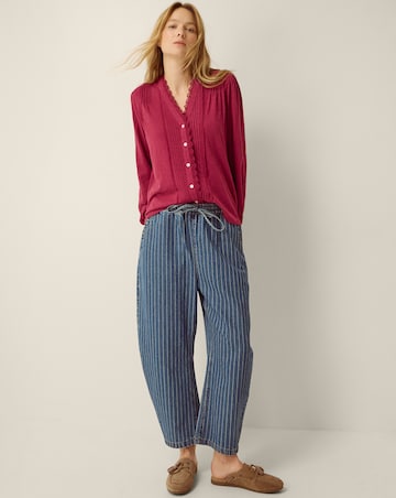 Monsoon Jenny Pintuck Lace Jersey Blouse
