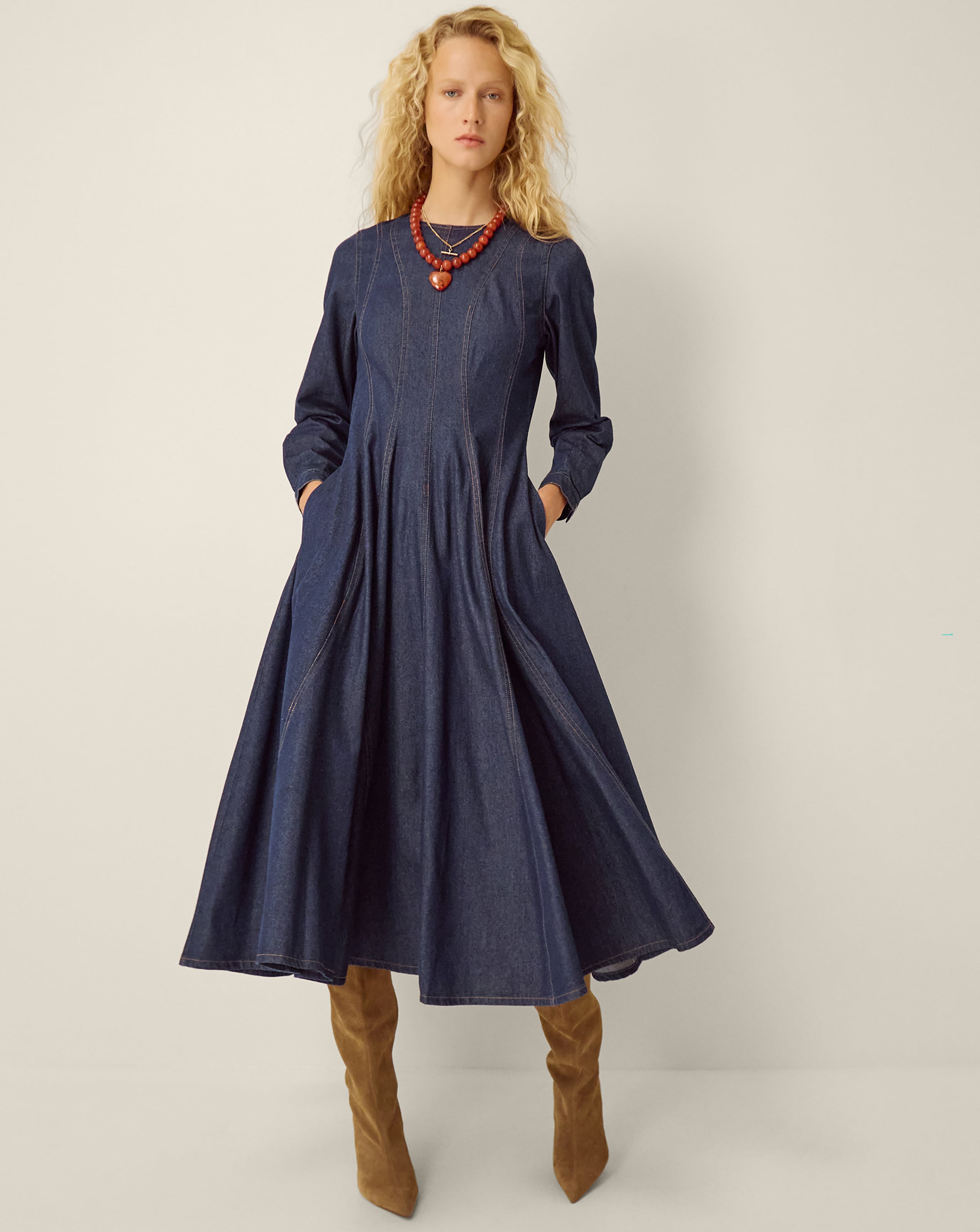Monsoon Isadora Seamed Denim Midi Dress