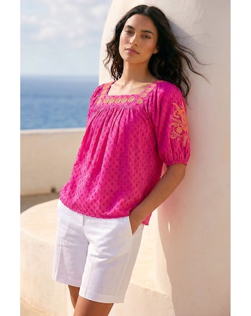Roman Embroidered Textured Top