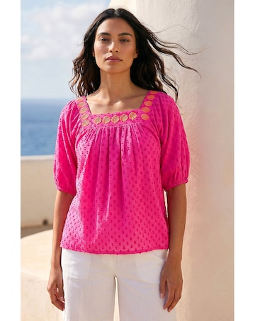 Roman Embroidered Textured Top