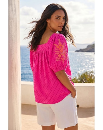 Roman Embroidered Textured Top