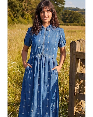 Roman Embroidered Zip Detail Dress