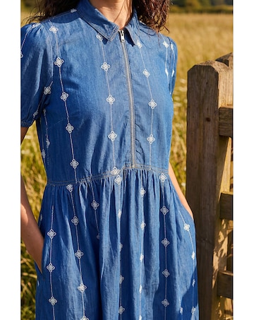 Roman Embroidered Zip Detail Dress
