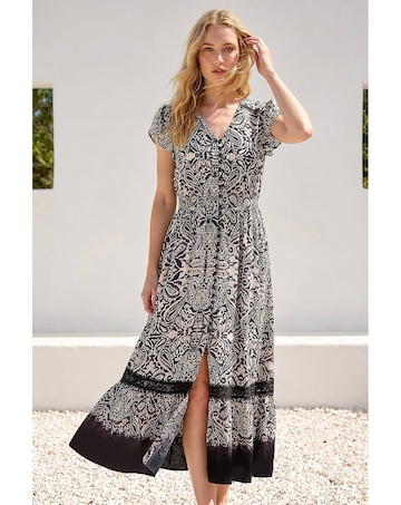 Roman Paisley Print Buttoned Midi Dress