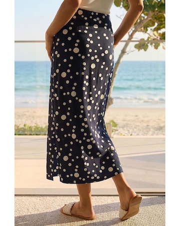 Roman Spot Print Stretch Maxi Skirt