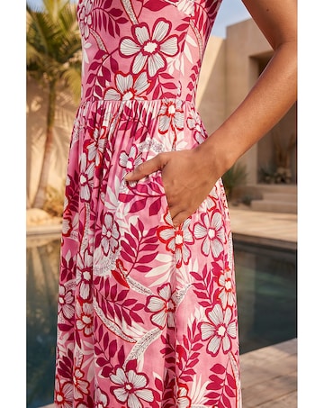 Roman Floral Pocket Midi Dress