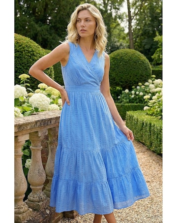 Roman Embroidered V-Neck Midi Dress