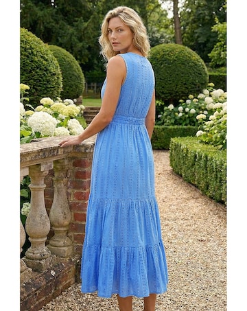 Roman Embroidered V-Neck Midi Dress