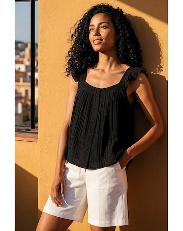 Roman Textured Frill Sleeve Cami Top