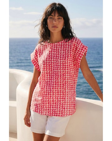 Roman Spotted Dot Print Shell Top