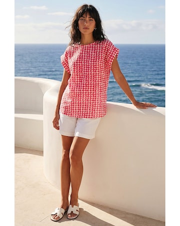 Roman Spotted Dot Print Shell Top