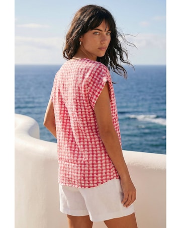 Roman Spotted Dot Print Shell Top