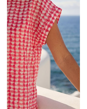 Roman Spotted Dot Print Shell Top