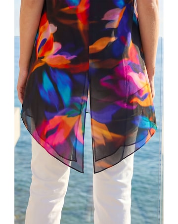 Roman Floral Print Wrap Embellished Top