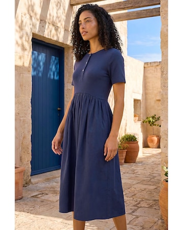 Roman Buttoned Pocket Stretch Midi Dress