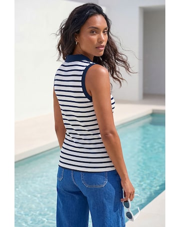 Roman Stripe Print Vest Top