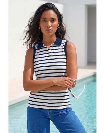 Roman Stripe Print Vest Top