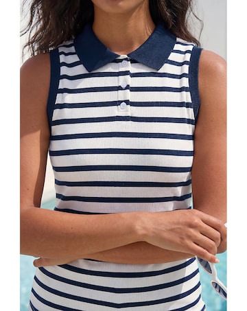 Roman Stripe Print Vest Top