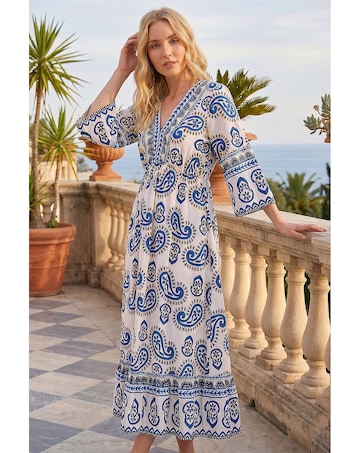 Roman Paisley Border Midi Dress