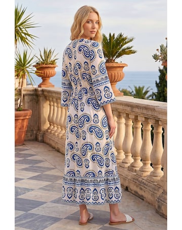 Roman Paisley Border Midi Dress