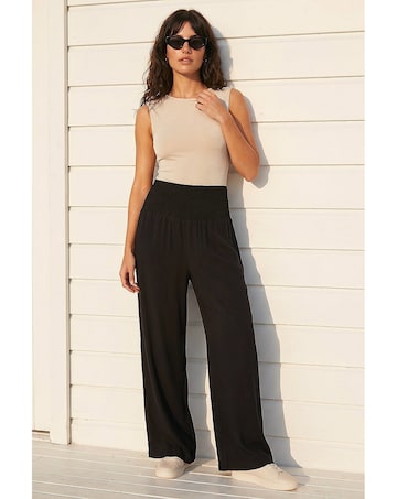 Roman Shirred Wide Leg Trouser
