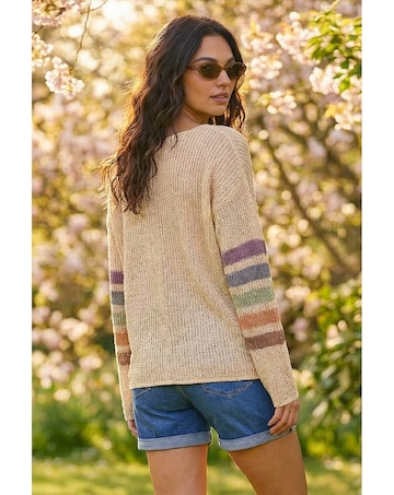 Roman Stripe V-Neck Knit Jumper