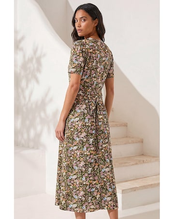 Roman Floral Print Button Midi Dress