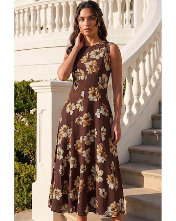 Roman Floral Panel Midi Dress