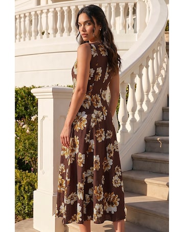 Roman Floral Panel Midi Dress