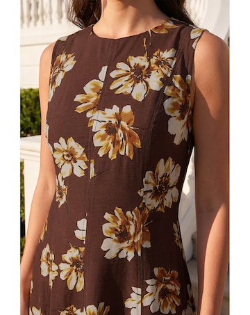 Roman Floral Panel Midi Dress